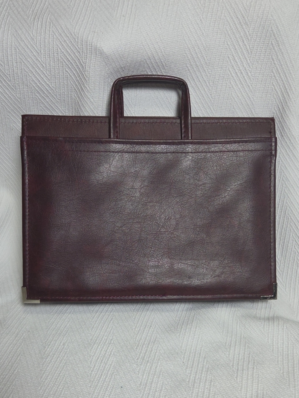 Vintage Stoops Burgundy Faux Leather Portfolio Briefcase Organizer Bag Handled
